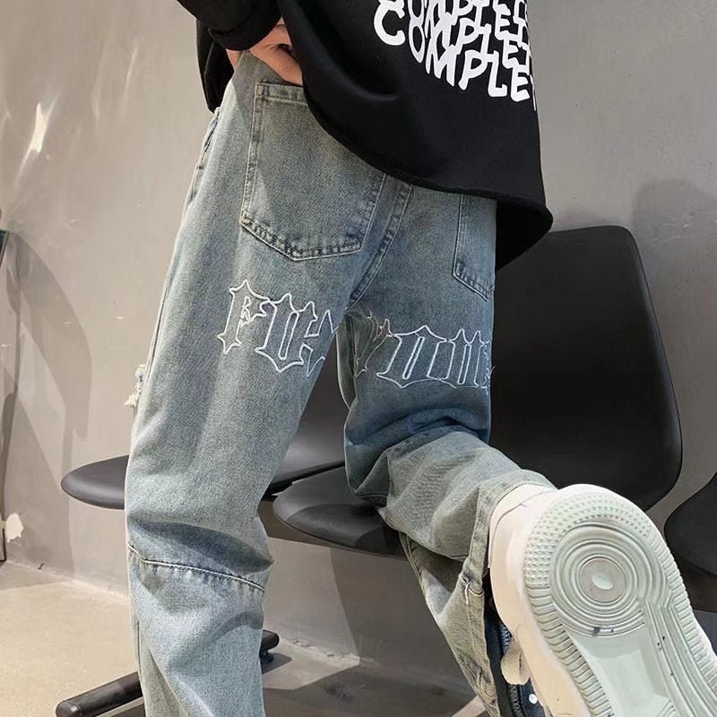 Men’s Baggy Jeans – Loose Fit Graphic Streetwear Denim Pants