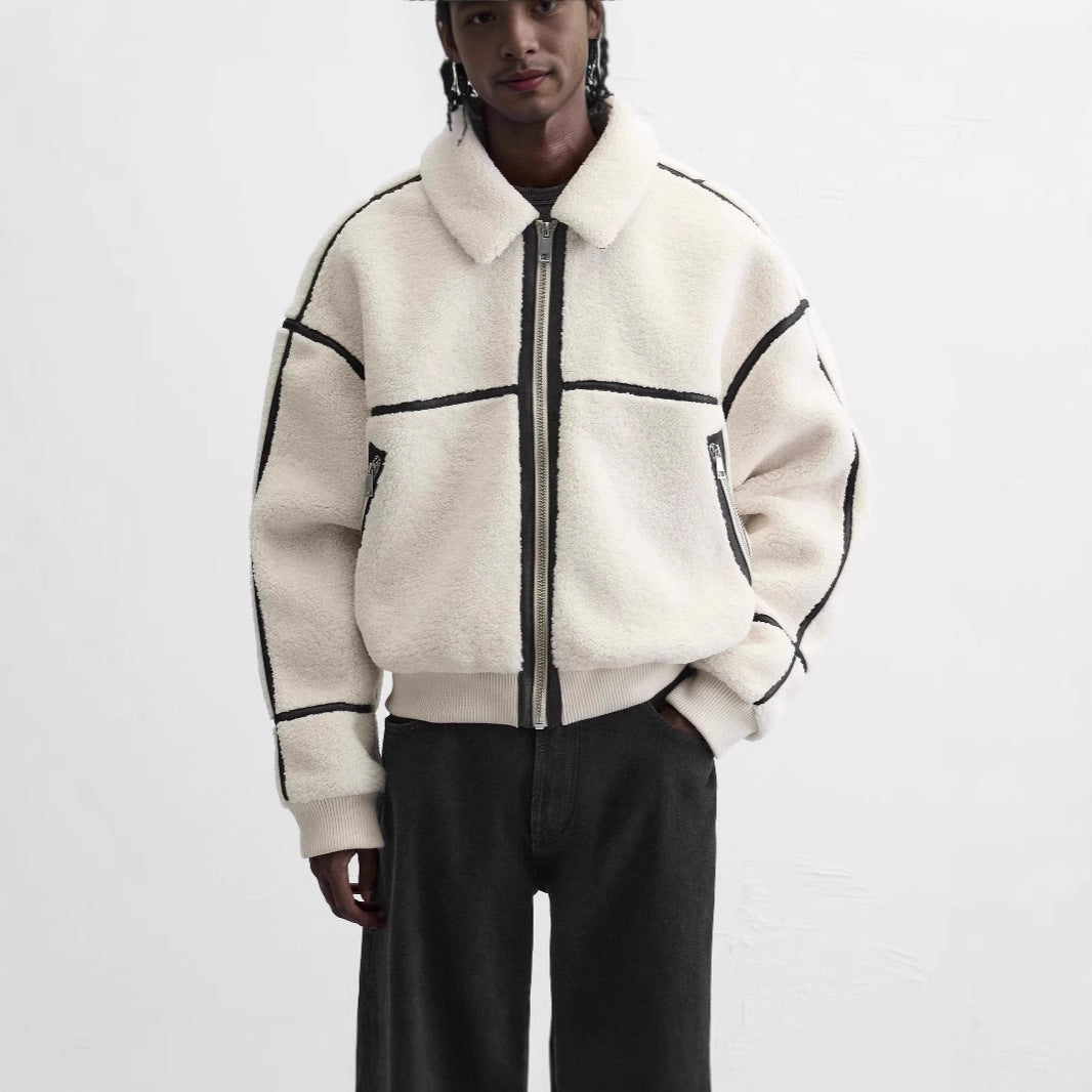 Men’s Sherpa Fleece Jacket – Zip-Up Casual Winter Teddy Coat