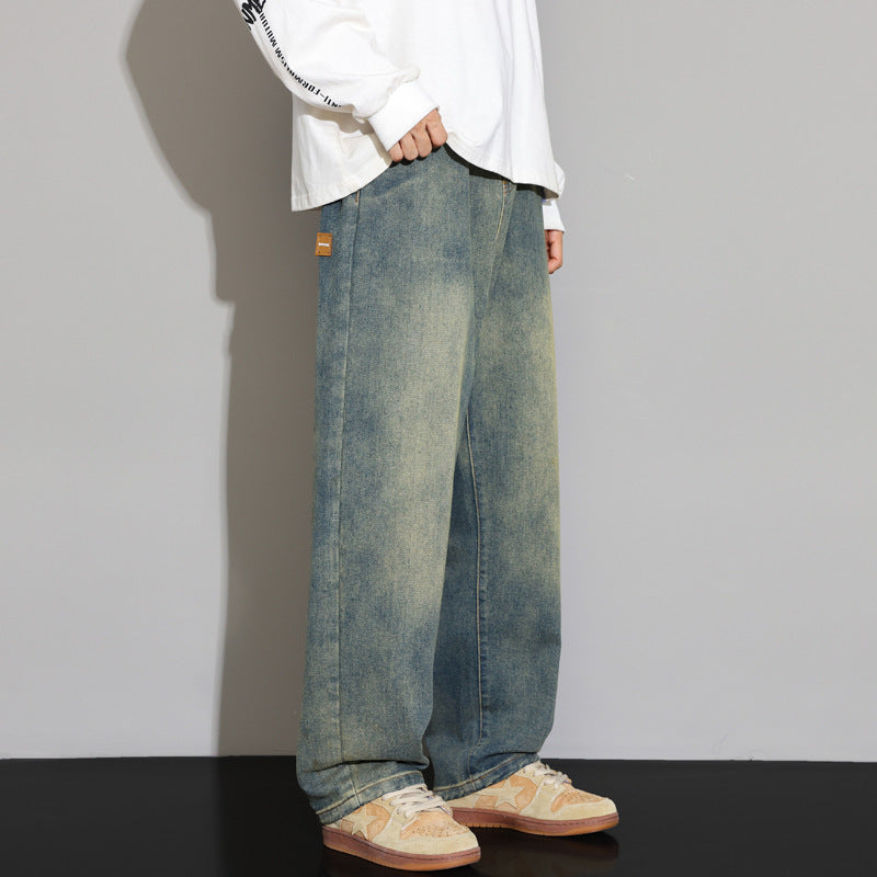 Men’s Wide-Leg Fleece-Lined Pants – Plush Warm Streetwear Trousers