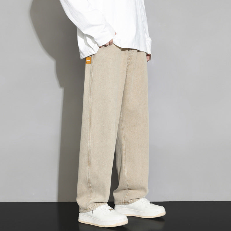 Men’s Wide-Leg Fleece-Lined Pants – Plush Warm Streetwear Trousers