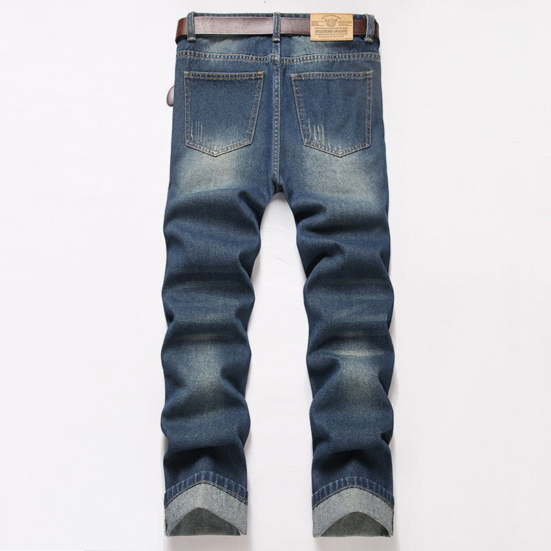 Men’s Distressed Slim-Fit Denim Jeans – Ripped Casual Streetwear Pants