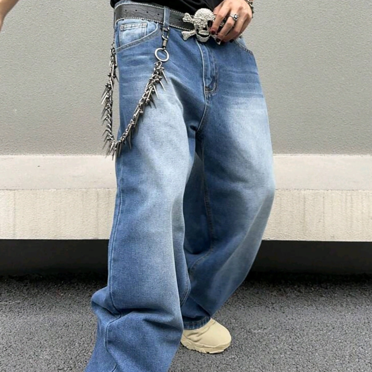 Men’s Wide-Leg Denim Jeans – Relaxed Fit Streetwear Pants