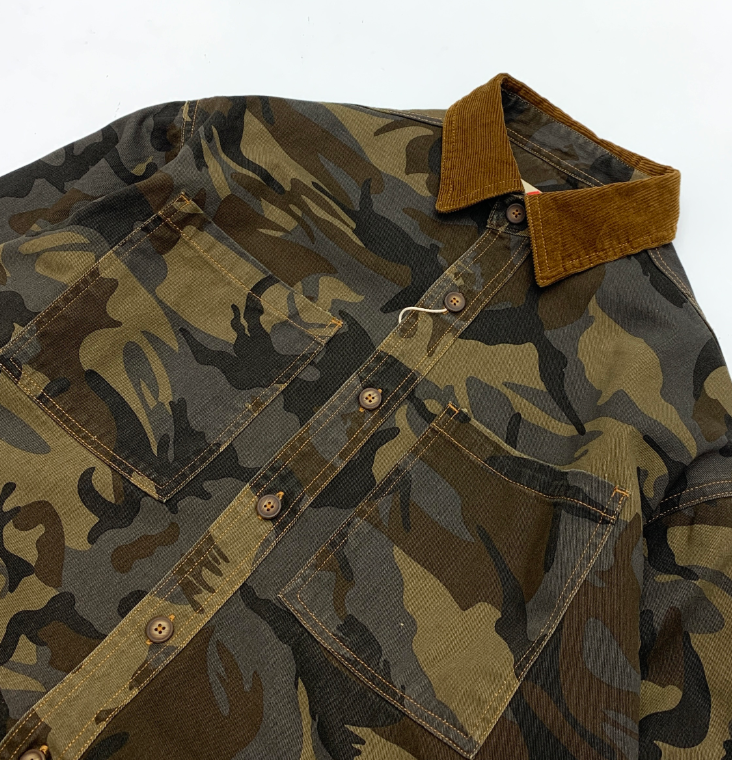 Men’s Camouflage Jacket with Corduroy Collar – Casual Streetwear