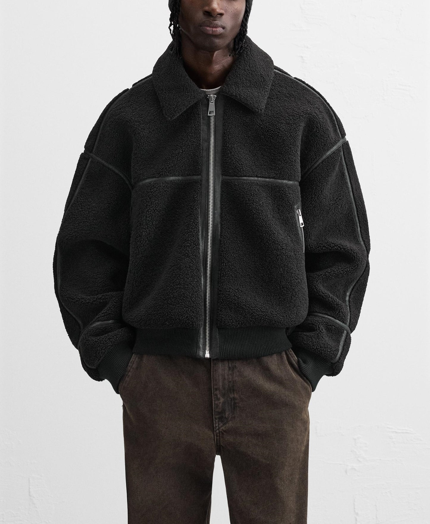 Men’s Sherpa Fleece Jacket – Zip-Up Casual Winter Teddy Coat