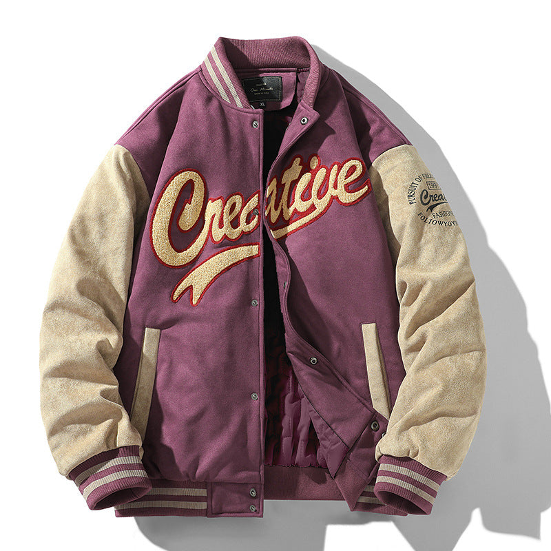 Men’s Varsity Jacket – Vintage Baseball Letterman Streetwear Winter Coat