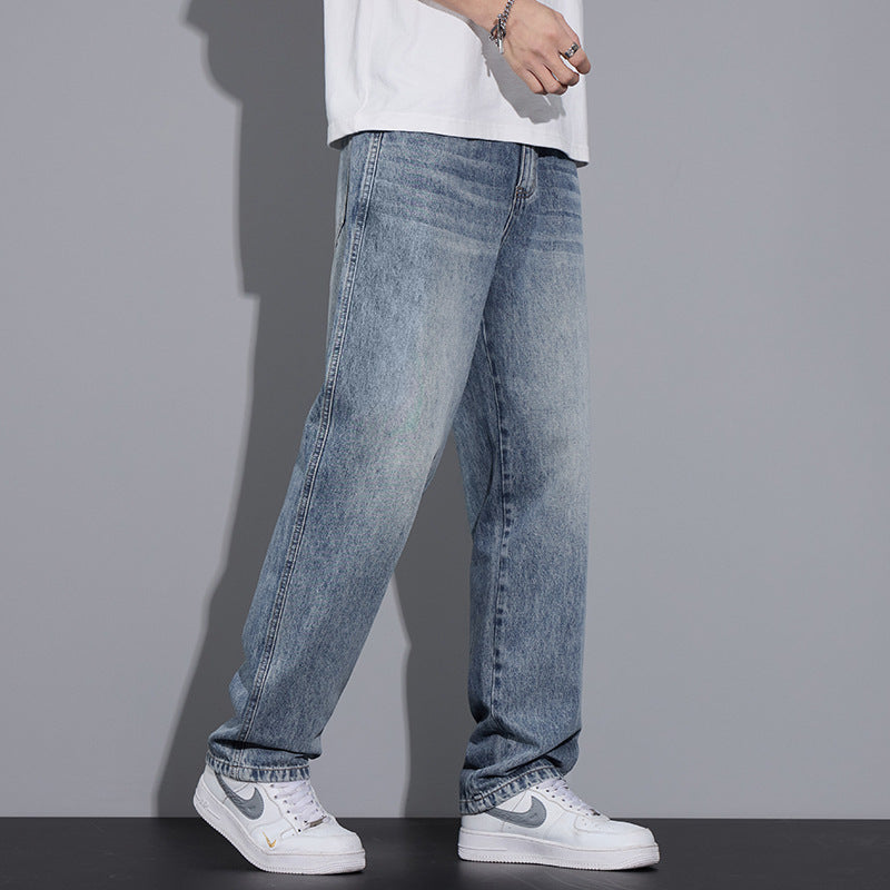 Men’s Straight Leg Jeans – Loose Fit Casual Streetwear Denim Pants