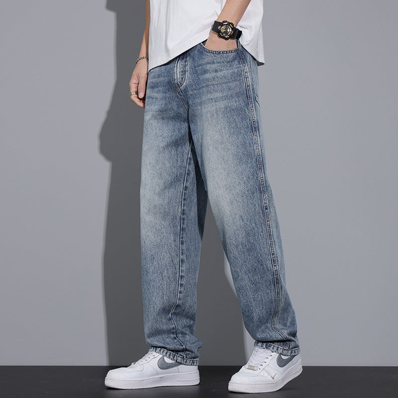 Men’s Straight Leg Jeans – Loose Fit Casual Streetwear Denim Pants