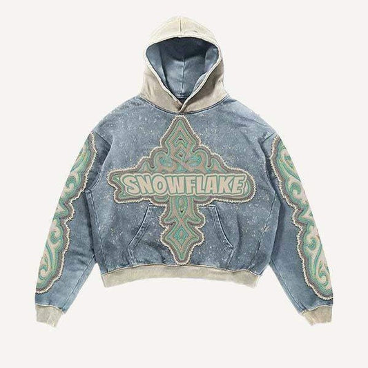 Men’s Vintage Graphic Hoodie – Cropped Streetwear Hooded Sweatshirt