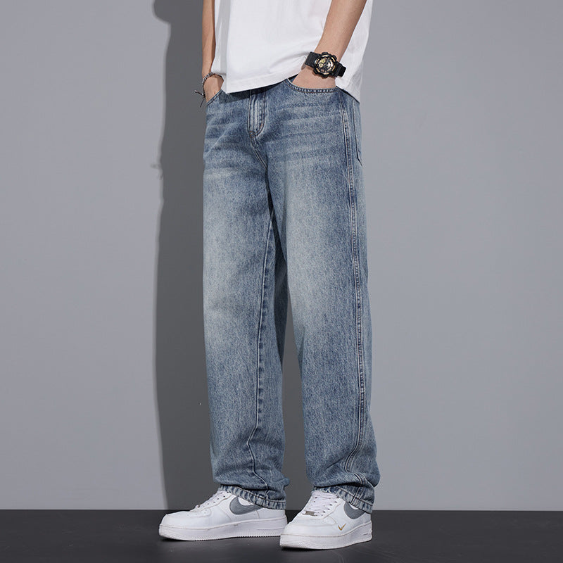 Men’s Straight Leg Jeans – Loose Fit Casual Streetwear Denim Pants