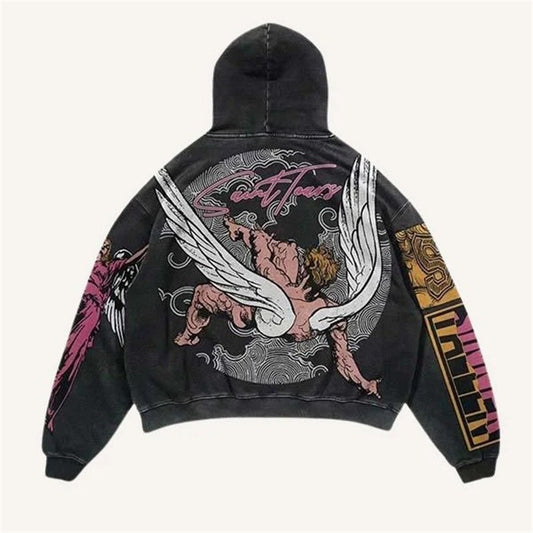 Men’s Graphic Hoodie – Oversized Streetwear Pullover Hooded Sweatshirt