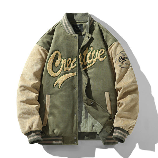 Men’s Varsity Jacket – Vintage Baseball Letterman Streetwear Winter Coat