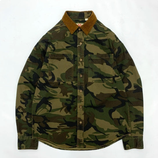 Men’s Camouflage Jacket with Corduroy Collar – Casual Streetwear