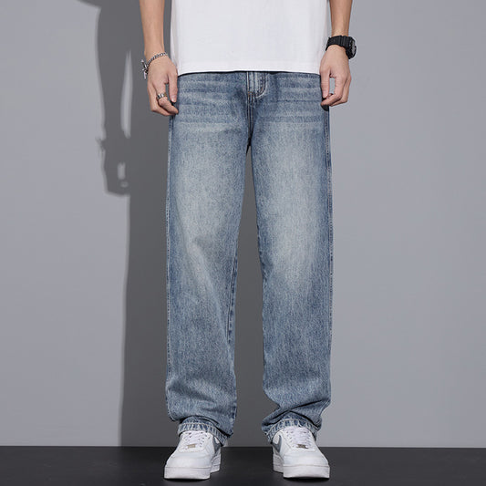 Men’s Straight Leg Jeans – Loose Fit Casual Streetwear Denim Pants